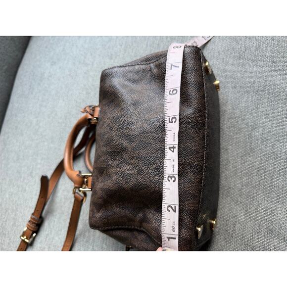 Michael Kors Kirby Mini Satchel Brown Brown Crossbody Bag Monogram - Picture 11 of 12
